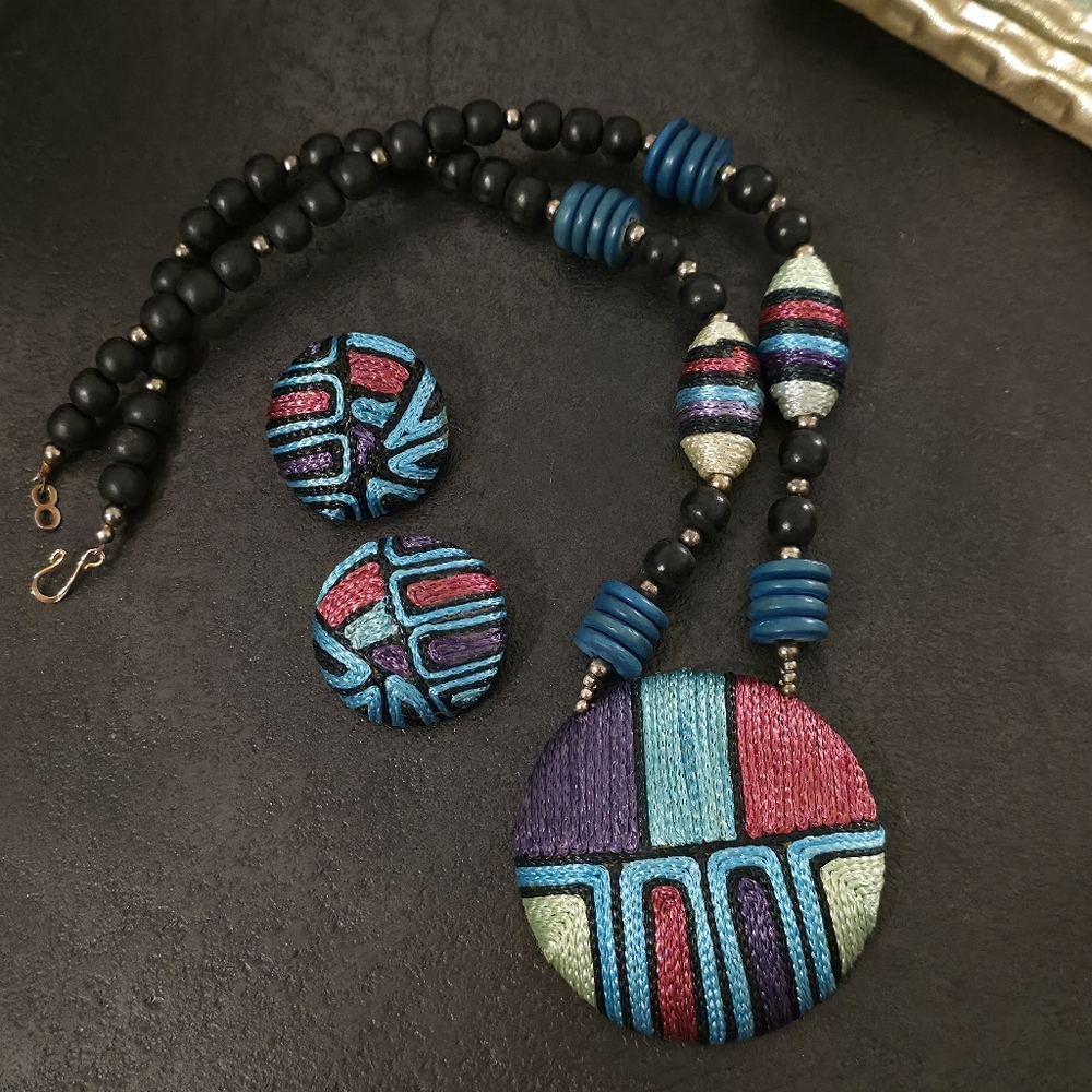 Artisan Handcrafted Geometric Statement Necklace & Earring Set